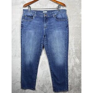Eileen Fisher Womens Size 16 Blue Wash Straight Leg Jeans Organic Cotton Spandex